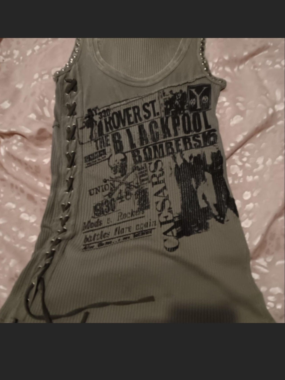 Salvage "Blackpool Bombers" Graphic Lace-Up Tank Top. L